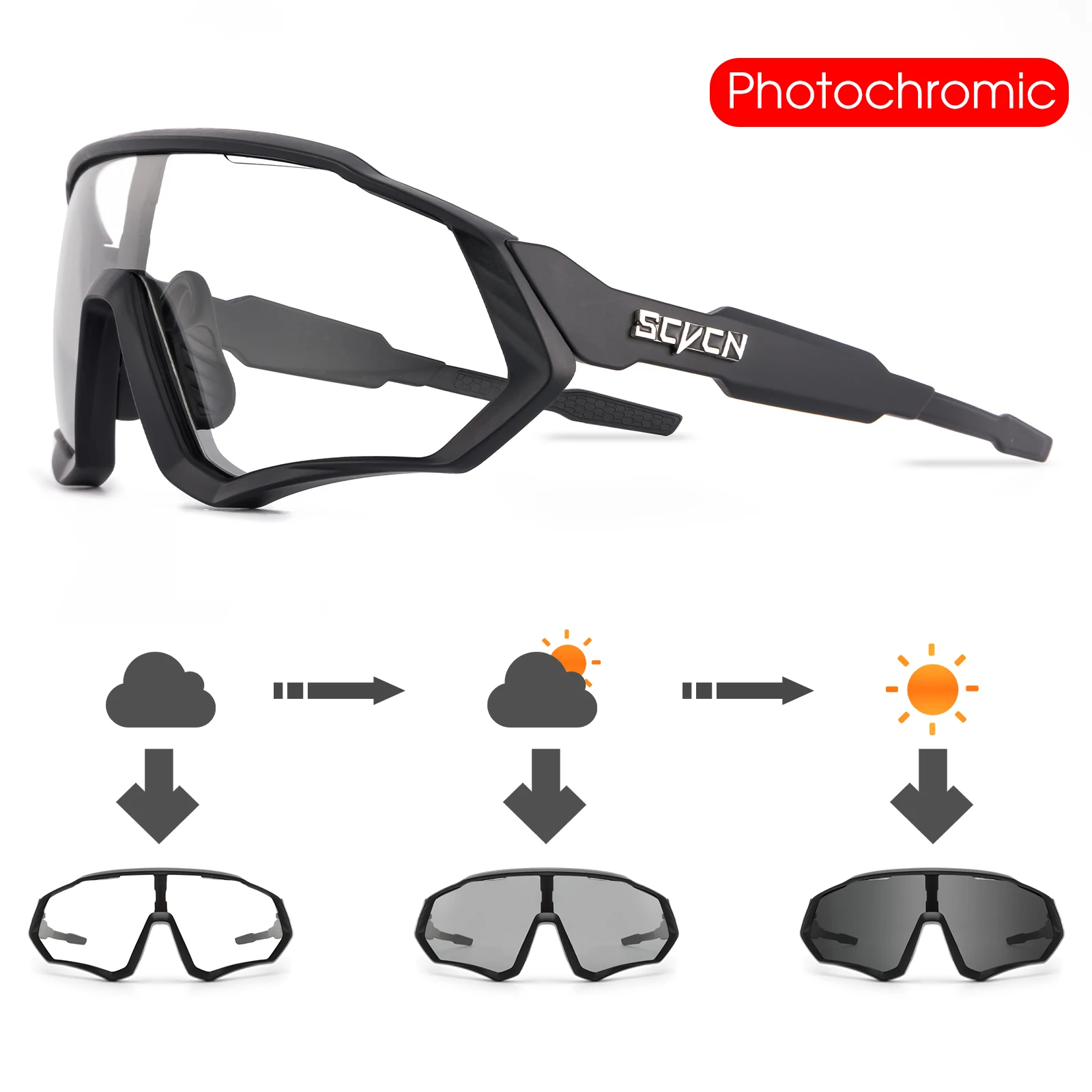 SCVCN Hot Photochromic Cycling Sunglasses Outdoor Sports Road MTB Running Driving Glasses Bicycle Goggles UV400 Bike Eyewear