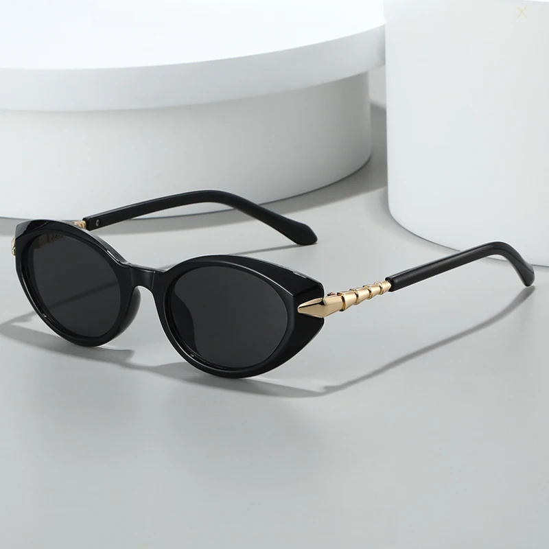 Luxus-Marken-Designer-Sonnenbrille für Damen mit Schlangendekoration und Metallenden, Modische UV400-Sonnenbrille, Gafas in Gleicher Form 40068I