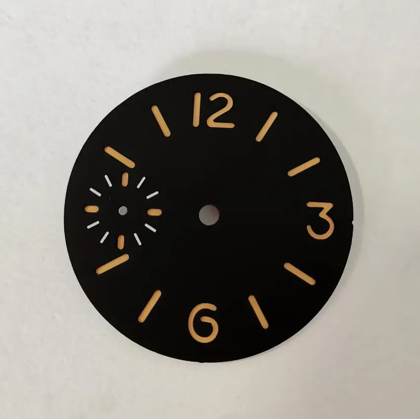 Watch parts Watch dial Watch hand 34.3mm Double-deck Sandwich Watch dial orange number black hand for eta6497 seagull ST3600