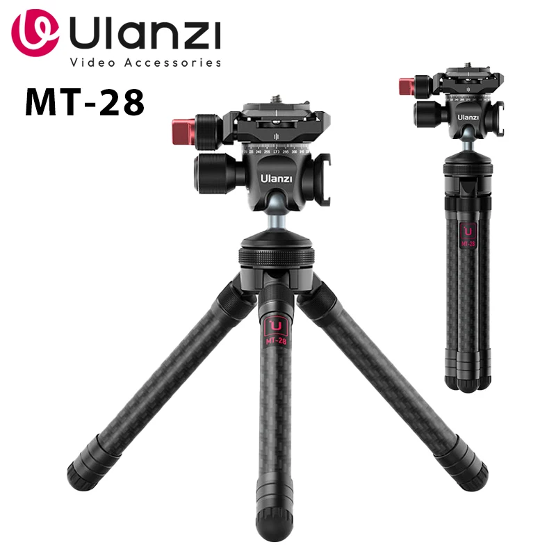 

Ulanzi MT-28 Carbon Fiber Tripod U-120 Panoramic Ballhead kit 1/4'' Tripod Monopod with cold shoe Portable Vlog Tripod