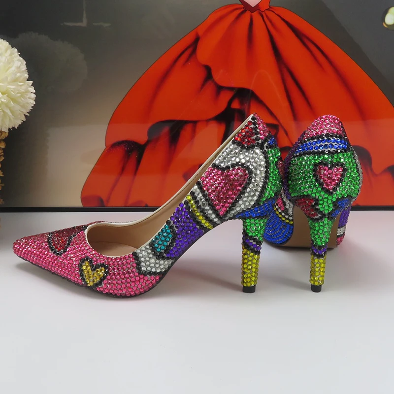 Mixed Color Bridals Wedding shoes Woman Evening Party shoes High Pumps Thin Heel Pointed Toe High Shoes For Woman Shallow image 5