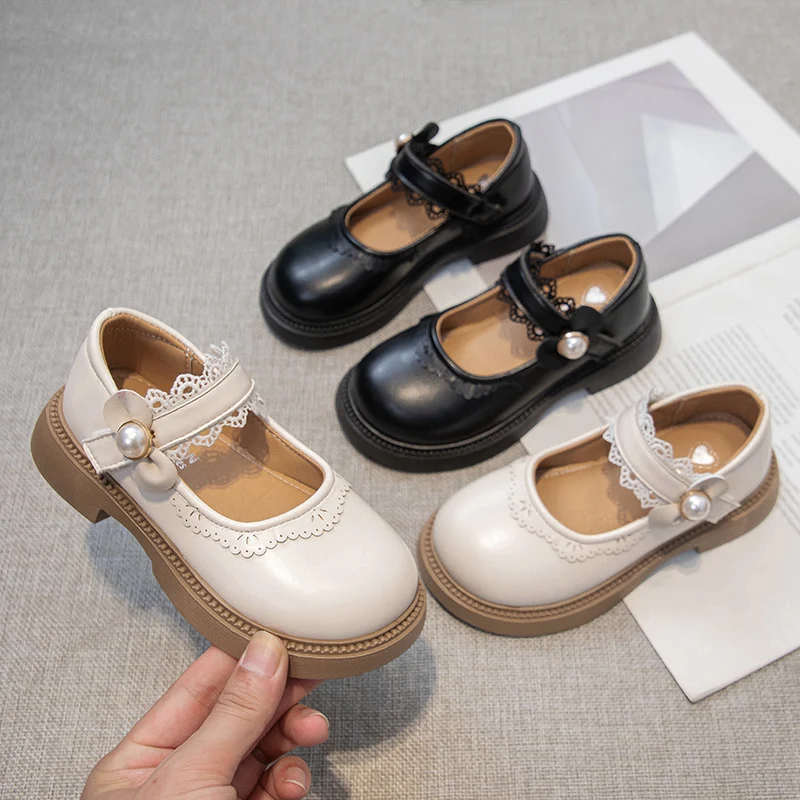 

Girls Leather Shoes for Party Wedding Ruffled Edge Children Princess Performance Shoes Soft Sole Kids Mary Jane Shoes Size 26-37