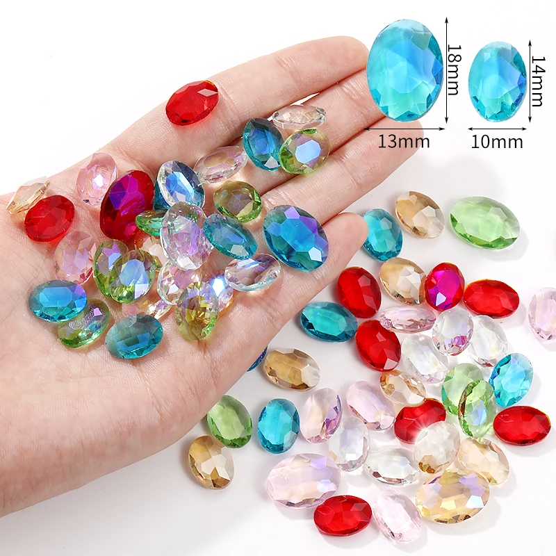 Glitter Transparent Oval Rhinestones Crystals Glass Nails Art DIY Clothes Decorations Diamond Glue On Jewelry Make Accessories