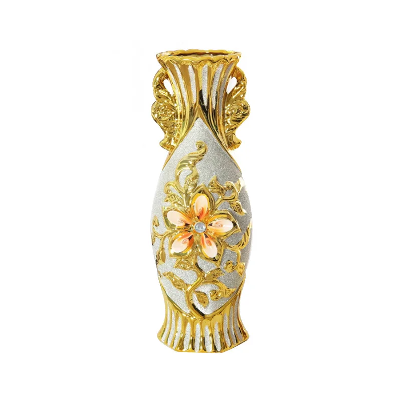 

DSA ceramic vase ornament simple decoration gold stump living room high stem flower arrangement art ornament