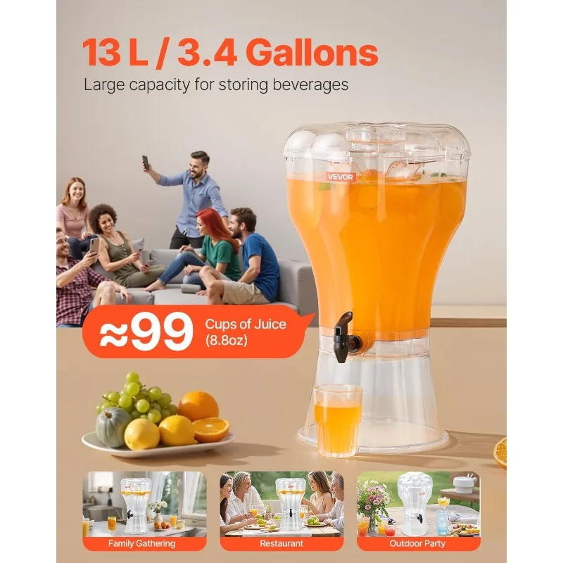 

Диспенсер для напитков 3,4 галлона Диспенсер для напитков для вечеринок Пластиковый с патрубком