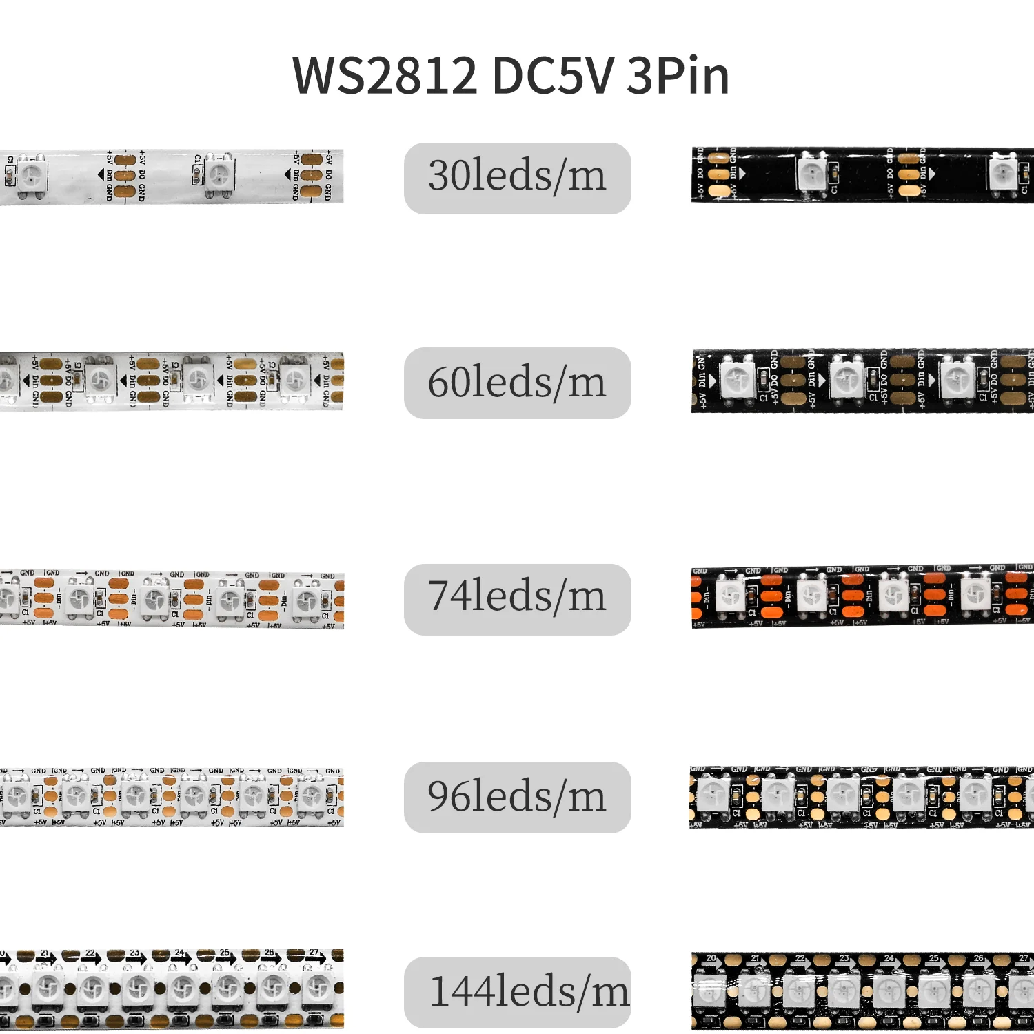 

WS2812B RGBIC Individually strip lights 30/60/74/96/144/Pixels/LEDs/m Full color LED lamp for KTV Home Tavern Atmosphere Decor