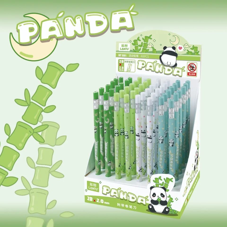 

48 шт., механический карандаш с милой пандой, 2,0 Preety Panda 2B, карандаши для рисования, школьные принадлежности, оптовая продажа, канцелярские принадлежности, школьные принадлежности