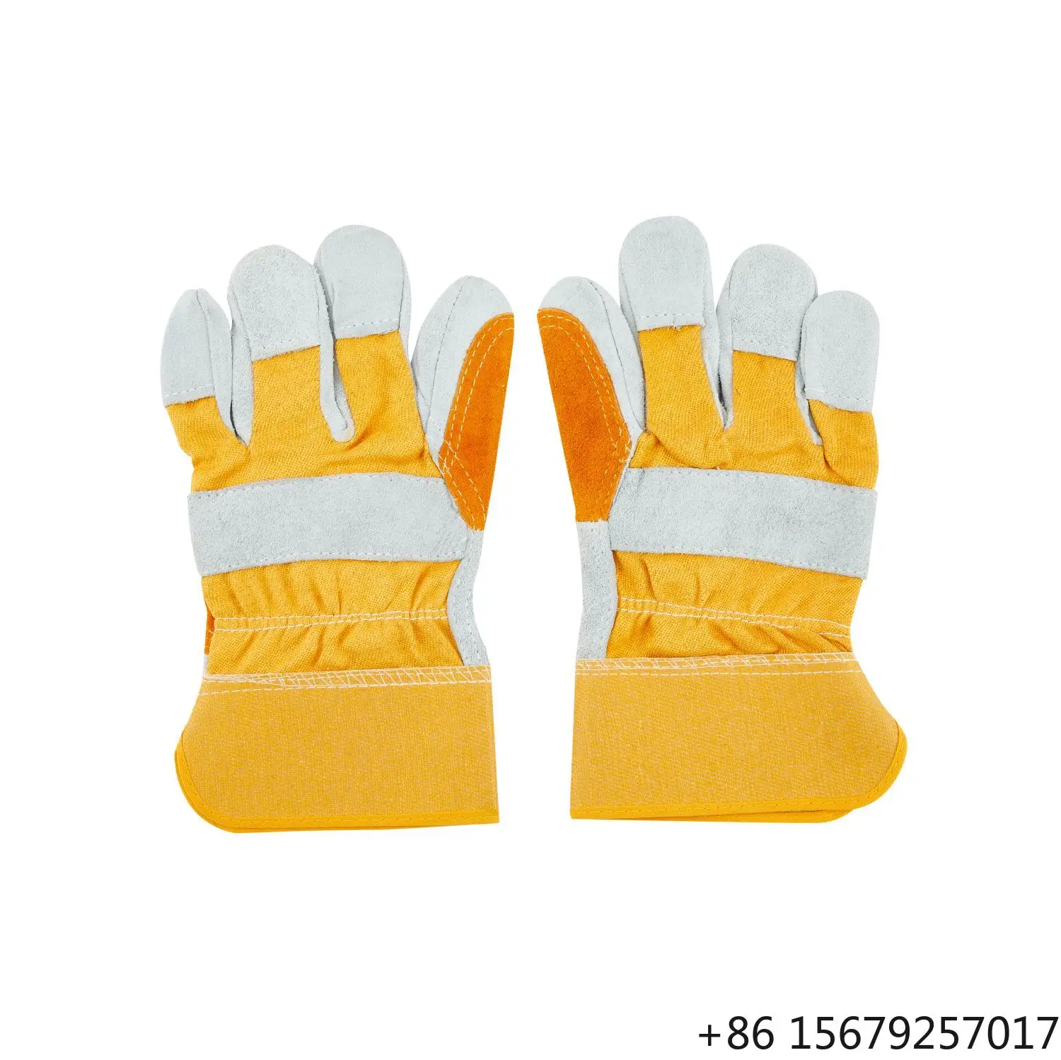 JILI DesignTwo-layer Cowhide Electric Welding Gloves Welder Heat-insulating Fur Yellow Cloth Short Half Leather Wear-resistant