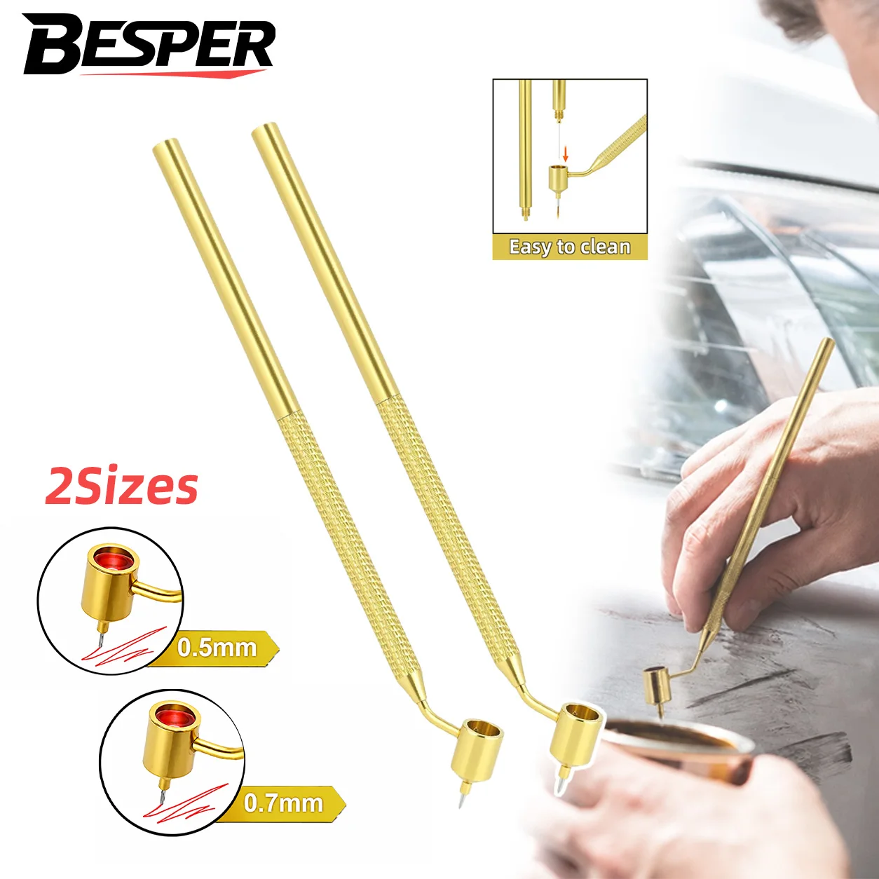 2 Stück 0,5 & 0,7 mm Auto-Kratzer-Reparaturstift, Lackstift mit feiner Spitze, Kratzerentferner, Reparaturwerkzeug