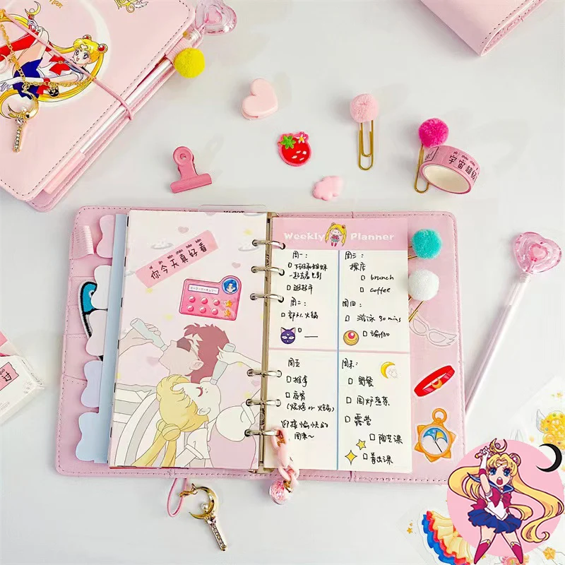 Sailor Moon Anime A6 Agenda Planner Notebook suit Diary Weekly Planner Goal Schedules Organizer Notebook girls School Stationery