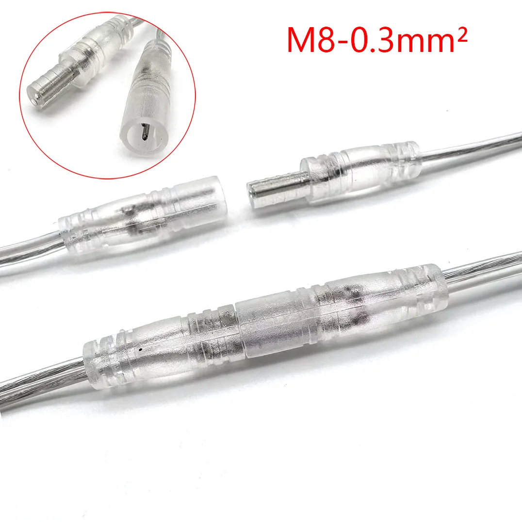 2A Power Adapter Transparent Pigtail Cable Female Male  Barrel Jack Connector Extension Cord For LED Strip Light