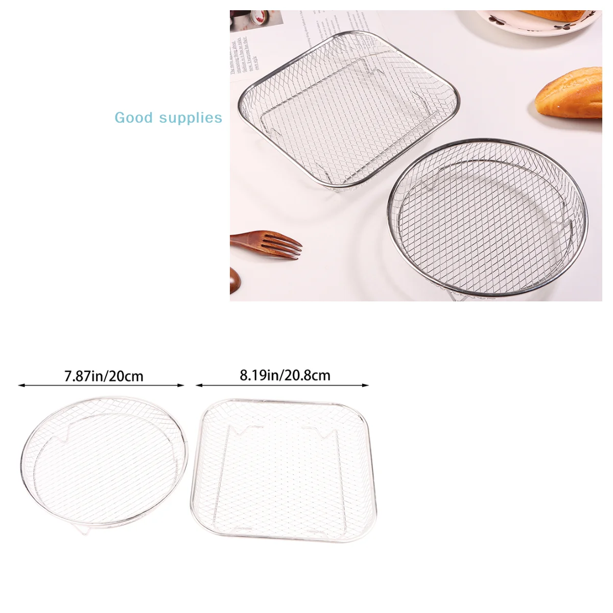 1Pc Nicht-Stick Airfryer Tablett Draht Rack Korb Küche Gadgets Air Friteuse Rack Stapelbar Grillen Rack Edelstahl grill Korb