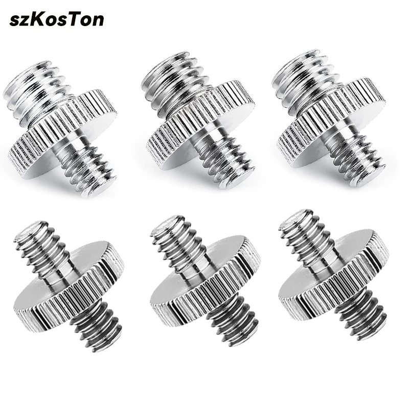 1/4 수 나사산 삼각대 나사 어댑터, 카메라 케이지 마운트 라이트 스탠드용 더블 헤드 마운팅 스레드 컨버터, "수-1/4 3/8"