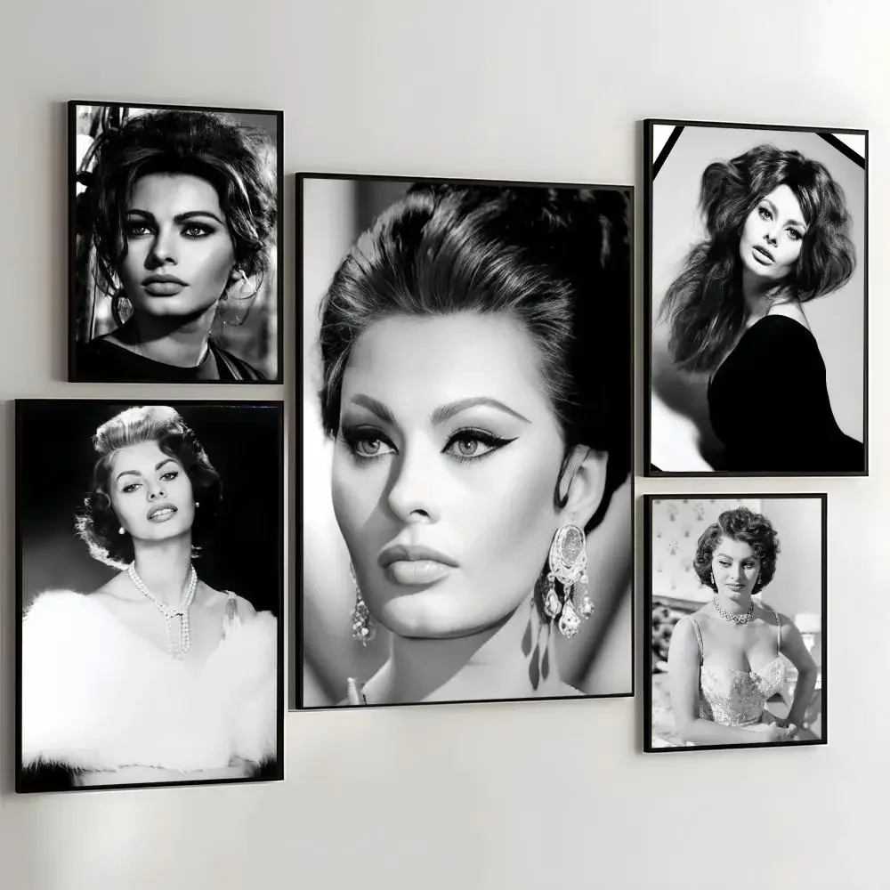 Fashion S_Sophia Loren Magazine Painting Calligraphy Self Adhesive Wall Art Waterproof Print For Bedroom Hallway Home Decor