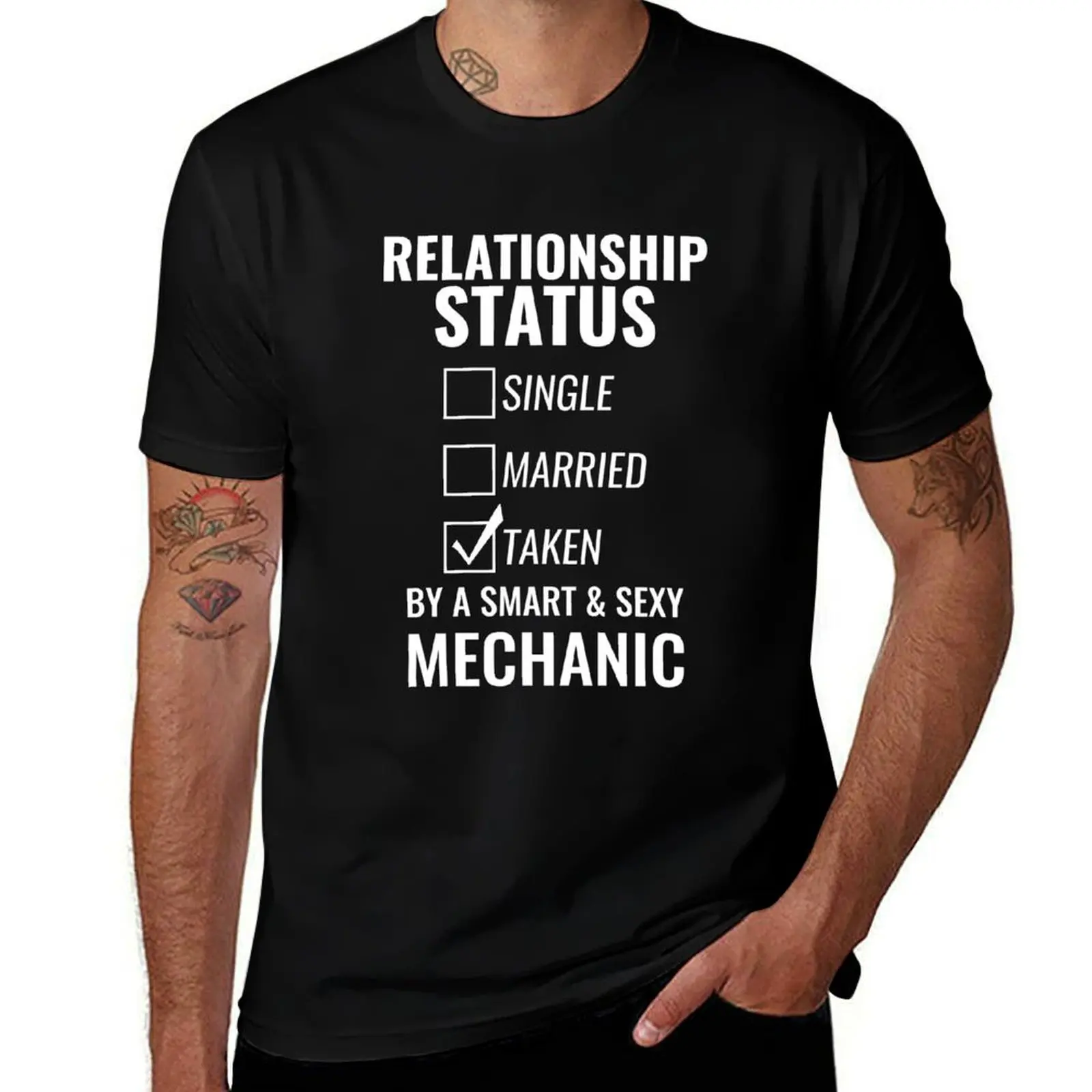 

Relationship Status Single Married Taken by a Smart and Sexy mechanic tshirt T-Shirt oversized t shirt oversized t shirt men