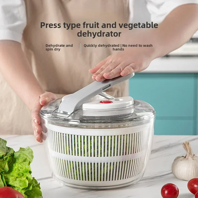 White Vegetables Salad Spinner Lettuce Leaf Vegetable Dehydrator Multifunctional Vegetable Washer Salad