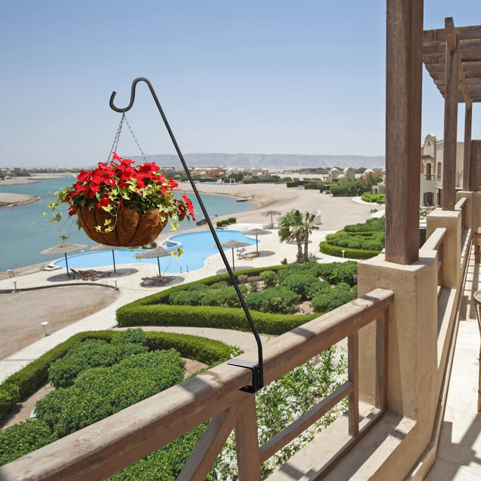 

Крючок для пастуха, сверхмощный железный забор, садовая вешалка, подвесная уличная дворовая кормушка для птиц, фонарь, декор для цветов, черный съемный