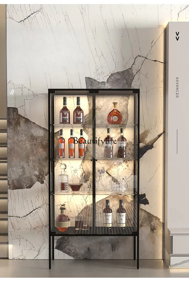 

13Small Light Luxury Glass Wine Cabinet Living Room 2024 New Model Wall-Mounted Sideboard Display Cabinet