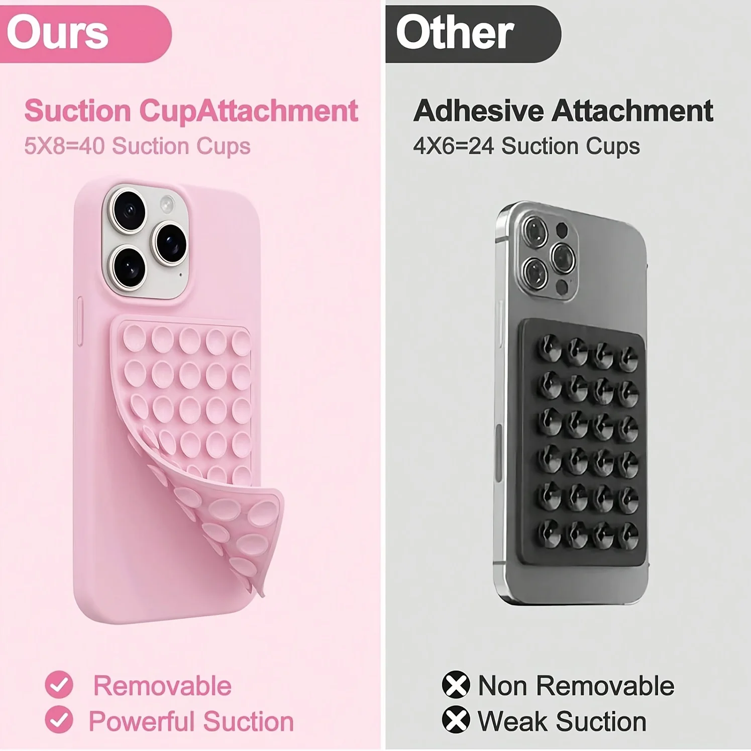 A Mobile Phone Suction Cup with 40 Suction Points on Both Sides, Featuring Non-Slip Silicone, a Strong Grip Holder - Detail 1