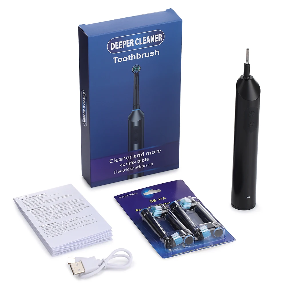 

Вращающаяся электрическая зубная щетка, 5 режимов, перезаряжаемая через USB, роторная электрическая зубная щетка с таймером, перезаряжаемая зубная щетка с 4 насадками