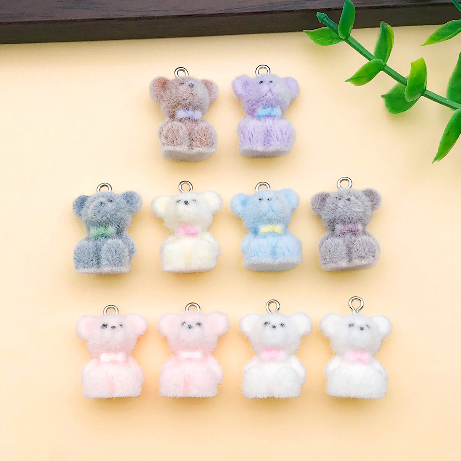 2/10pcs Resin Flocking Cute Little Bear Charms Pendants For DIY Bracelets Necklaces Earrings Jewelry Making Accessories Supplies
