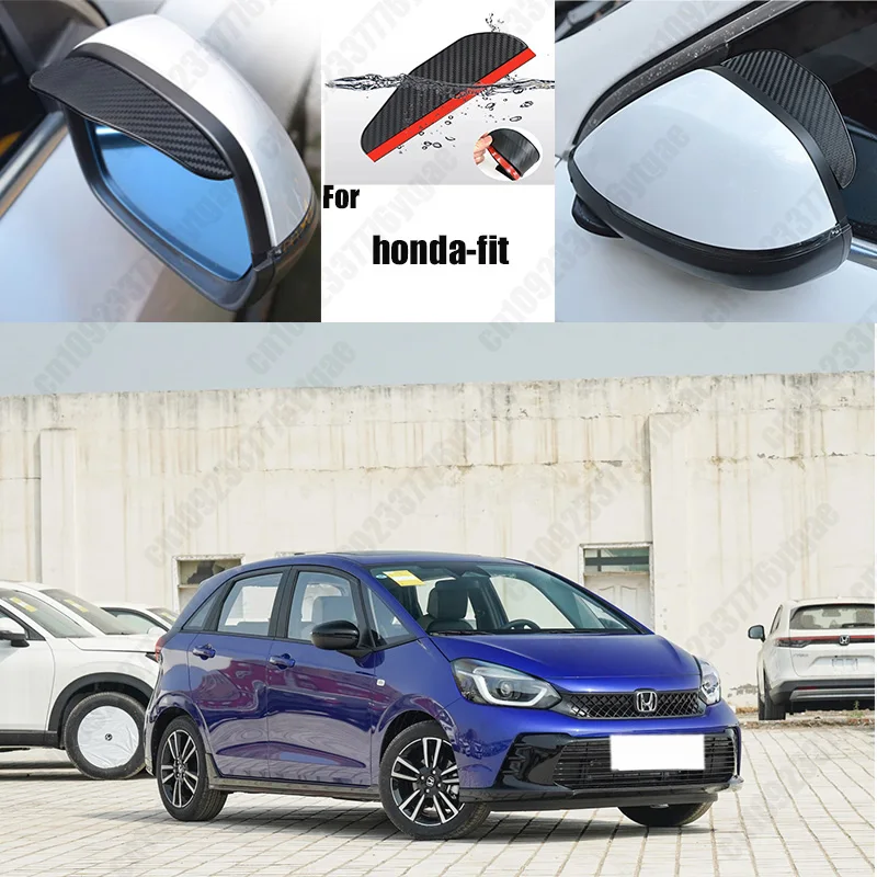 

For honda-fit 2PCS Car Rearview Mirror Rain Eyebrow Visor Carbon Fiber Car Rearview Side Snow Sun Visor Rain Cover