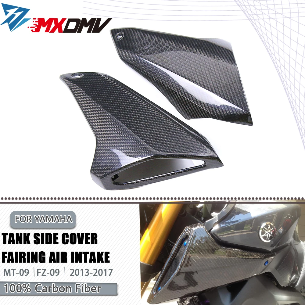 

100% 3k Motorcycle Carbon Fiber Tank Side Cover Fairing Air Intake fairing For Yamaha MT09 MT 09 MT-09 FZ09 FZ-09 2013-2017