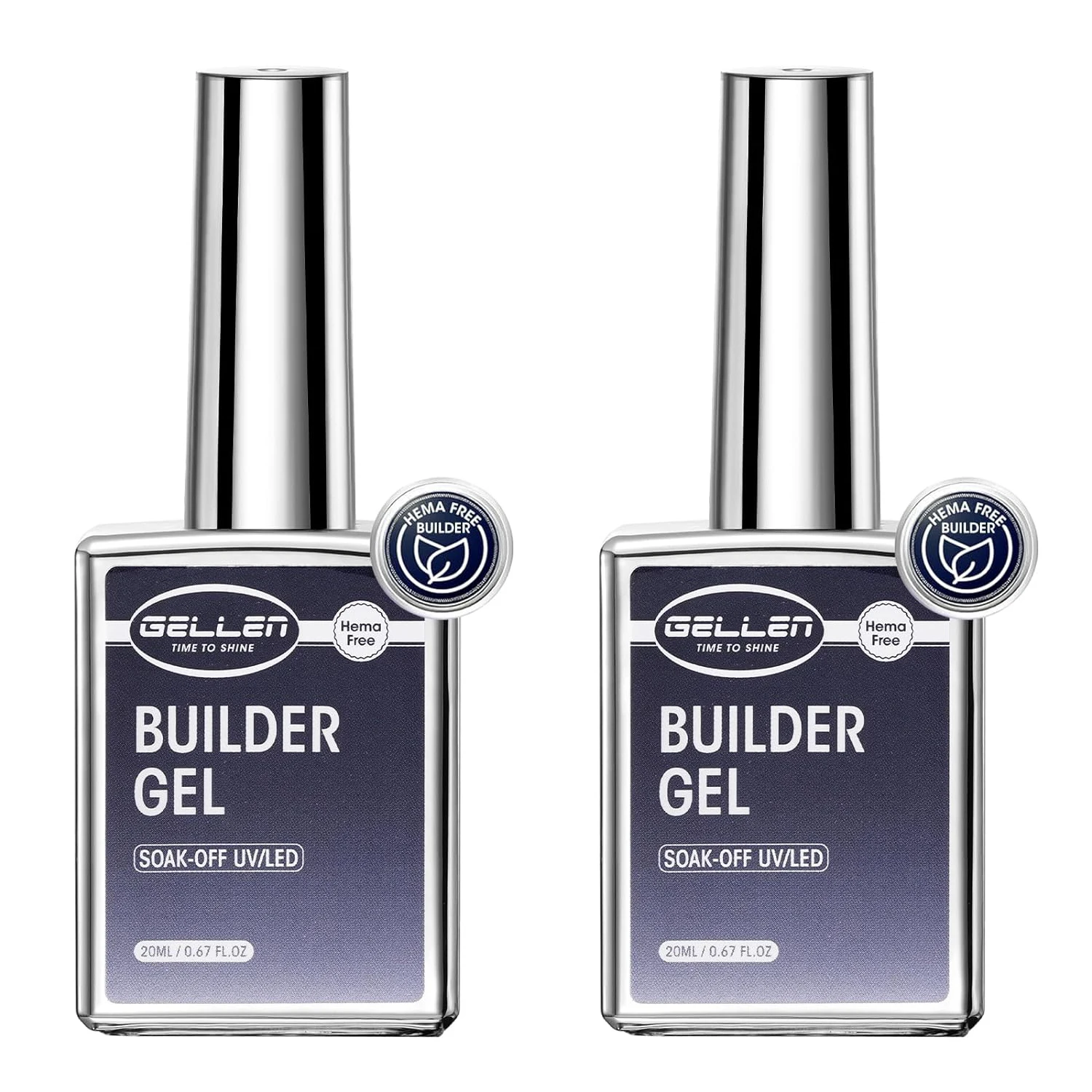 

GELLEN Salon Grade Builder Gel Nails Polish 20ml Clear Gel 2pcs 5 In 1 Hema-Free Nail Supplies UV Cured for Home DIY Products