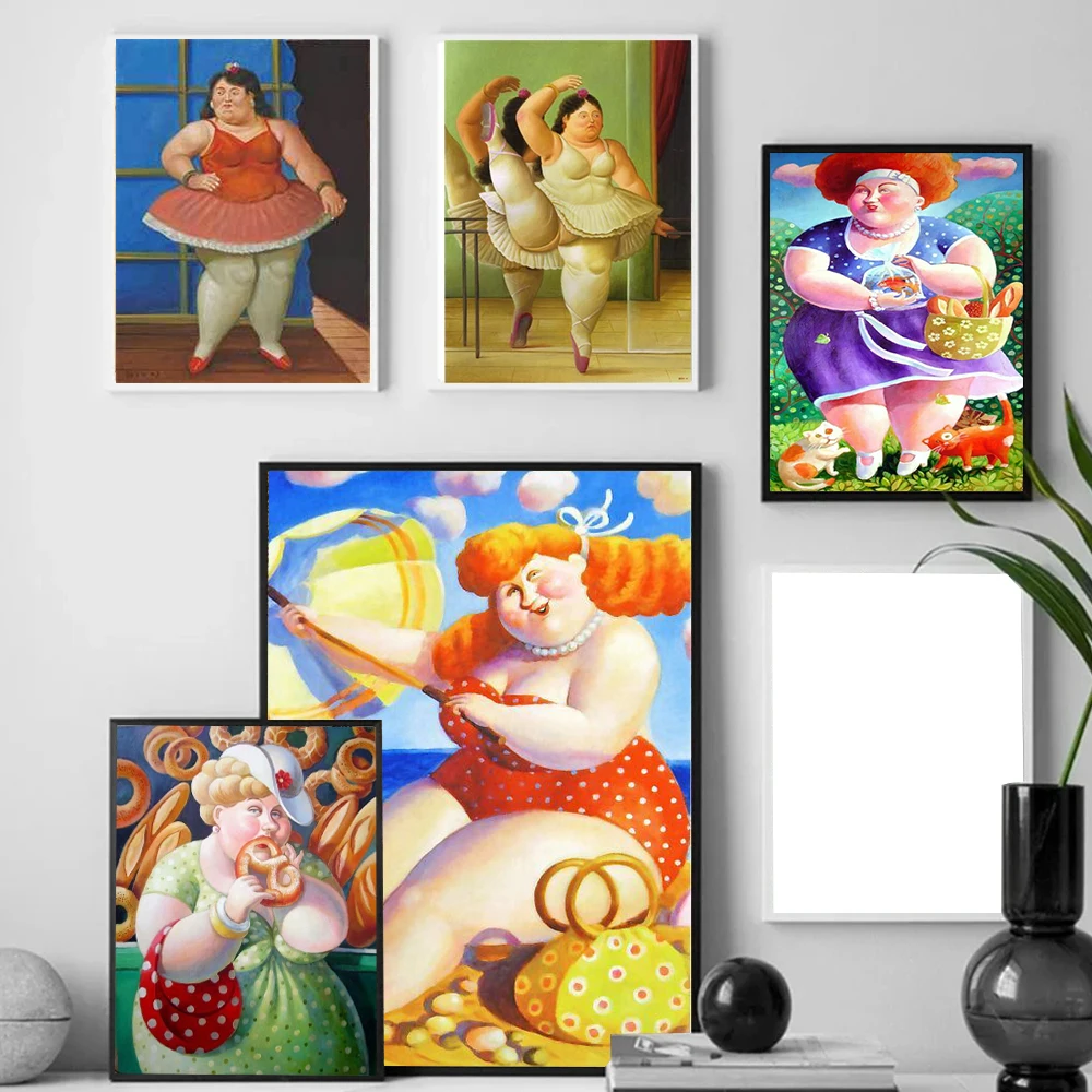 

Comic Cute Sexy Woman Illustration Poster Prints For Livng Room Home Decor Abstract Elegant Fat Girls Canvas Painting Wall Art