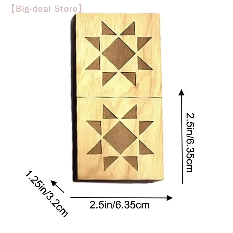 

【M】28 Tiles Quilt Block Dominoes Set, Wooden Laser Engraved Domino Game For Adults, 28-Piece Cherry Wood Domino Set