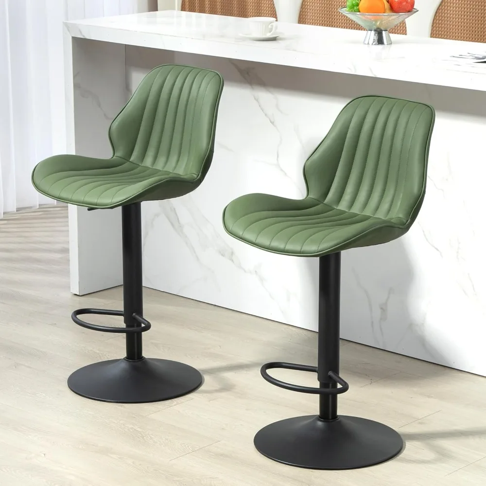 

Bar Stools Set of 2, Modern 360° Swivel Faux Leather Bar Stools,Upholstered Kitchen Chairs, Bar chair with cushion and footrest