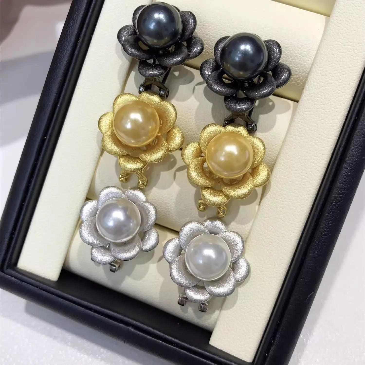 MeiBaPJ 10mm Natural Nearround Pearls Fashion Flower Stud Earrings Fine Wedding Jewelry for Women