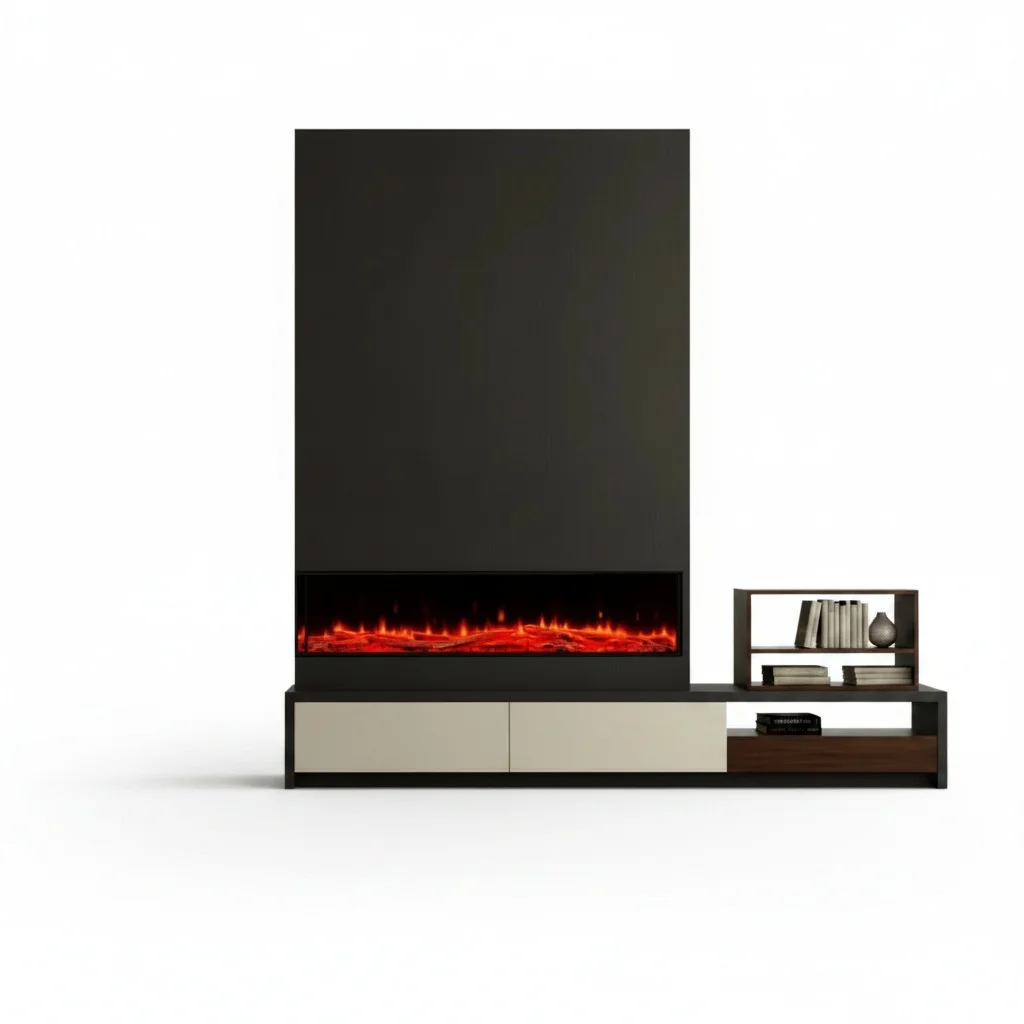 Electric Fireplace, 1842mm Metal Heater, Wall-Mounted Recessed LED Flame, 2000W Remote Control Energy Saving for Hotel