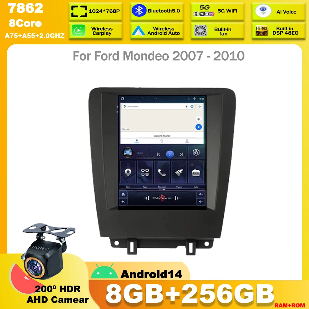 9.7 inch For Ford Mustang 2013 - 2014 android 14 auto Car Radio Multimedia Video Player Navigation stereo Carplay BT5.0 4G WIFI