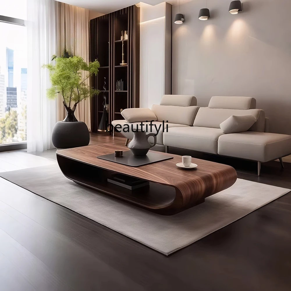 

New Chinese style, black walnut coffee table living room modern simple light luxury solid wood coffee table