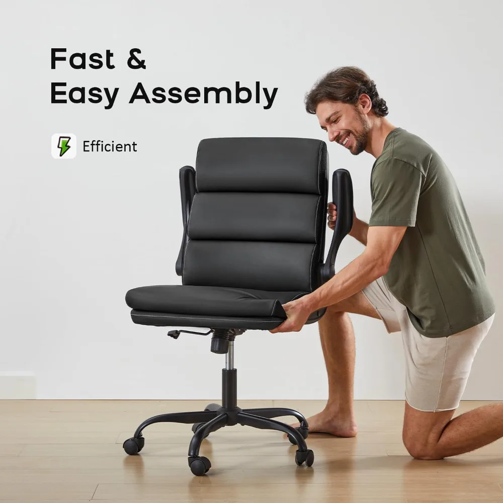 

Office Chair Adjustable Desk Chair Mid Back Executive Comfortable Bonded Leather Ergonomic Back Support Home Computer Chair