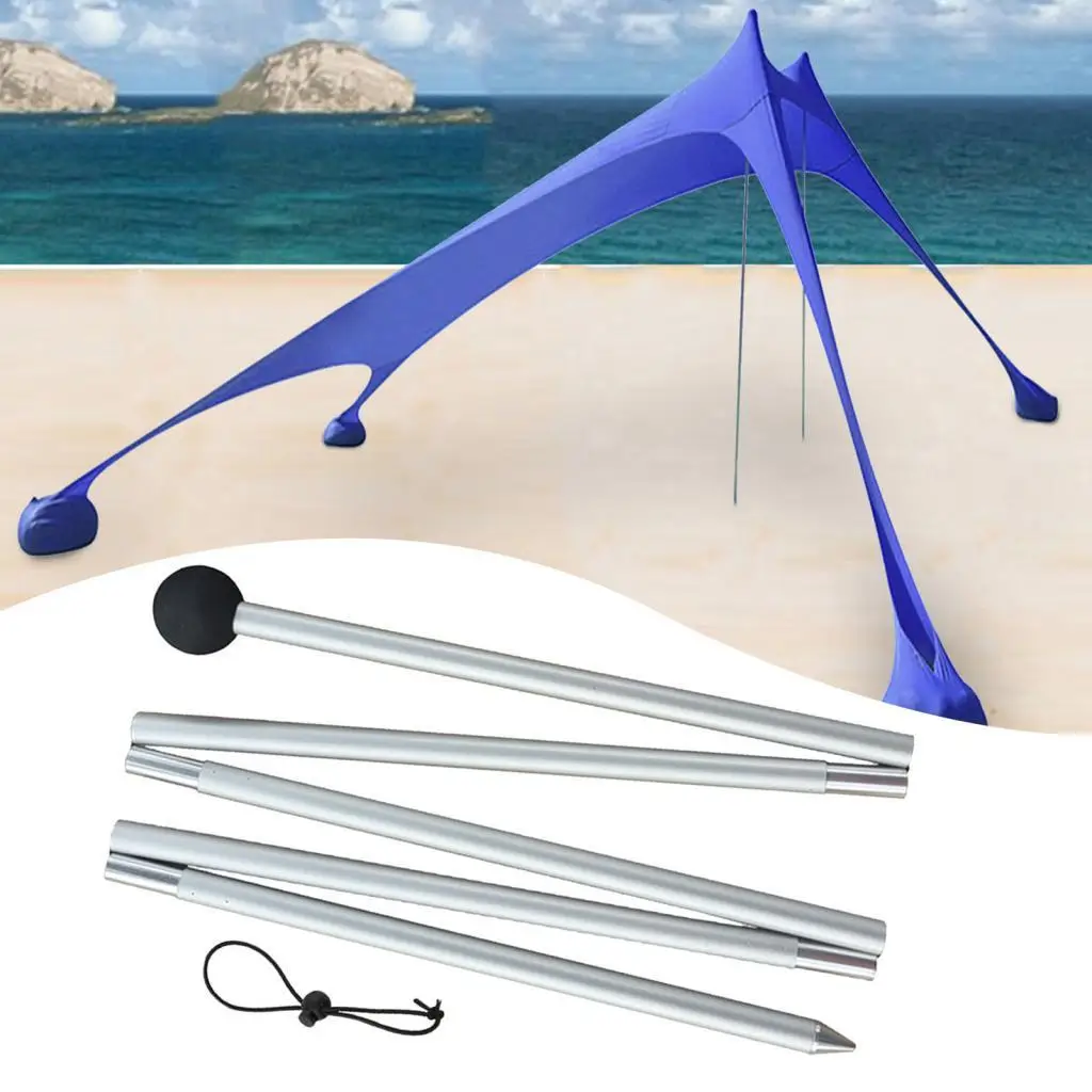 Tent Poles Tent Rods Camping Bracket Awning Support Pole Foldable for Canopy 5 Sections Tarp Pole