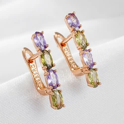 Wbmqda New Fashion Design 585 Rose Gold Color Unusual Colourful Natural Zircon Dangle Earrings For Women Daily Trendy Jewelry