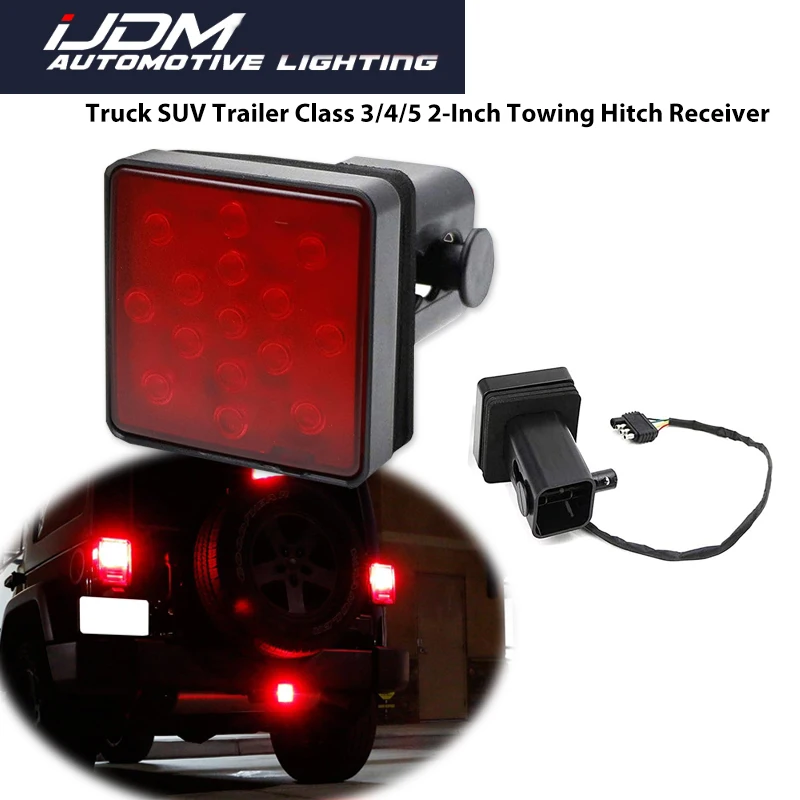 

For Pickup,Trucks,SUV,Jeep with Class III 2" x 2" hitch receiver Smoked /Red Lens 15-LED Red LED Tail/Brake Light Rear Fog Light