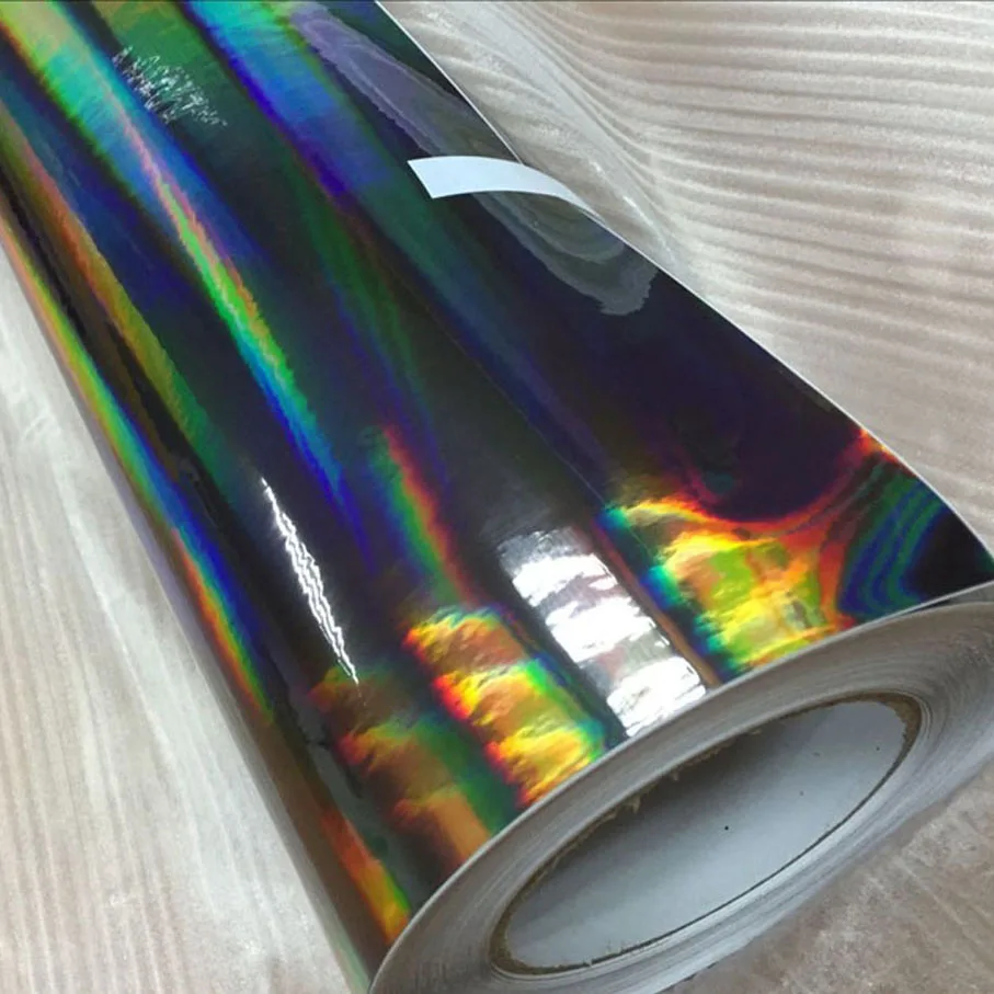 Premium Newest Silver Black Holographic Laser Chrome Vinyl Holo Film Laser Plating Car Wrap Sticker Sheet With Air Bubble Free
