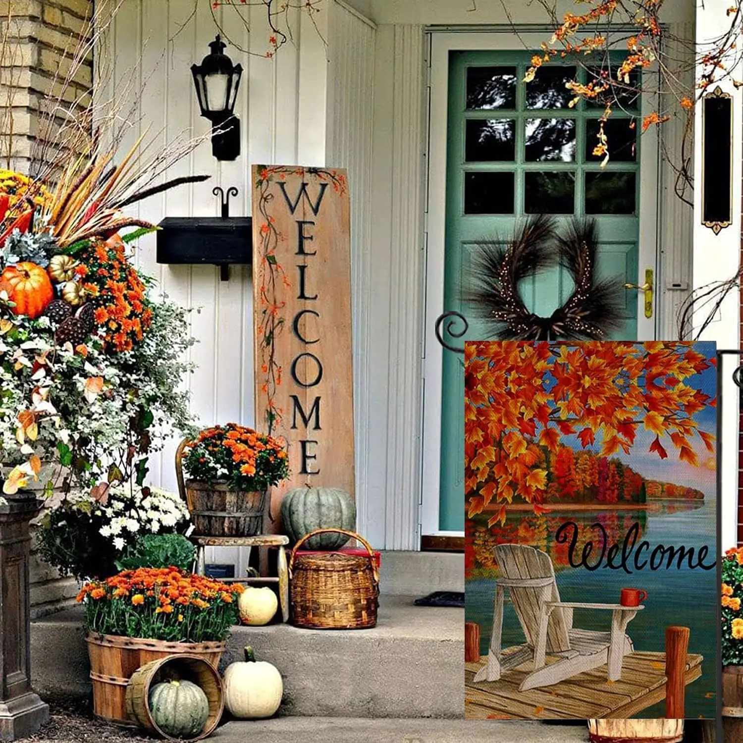 Fall Welcome Garden Flag Floral Thankgiving Double Sided Vertical Rustic Farmhouse Yard Seasonal Holiday Outdoor Decor 12×18 Inc