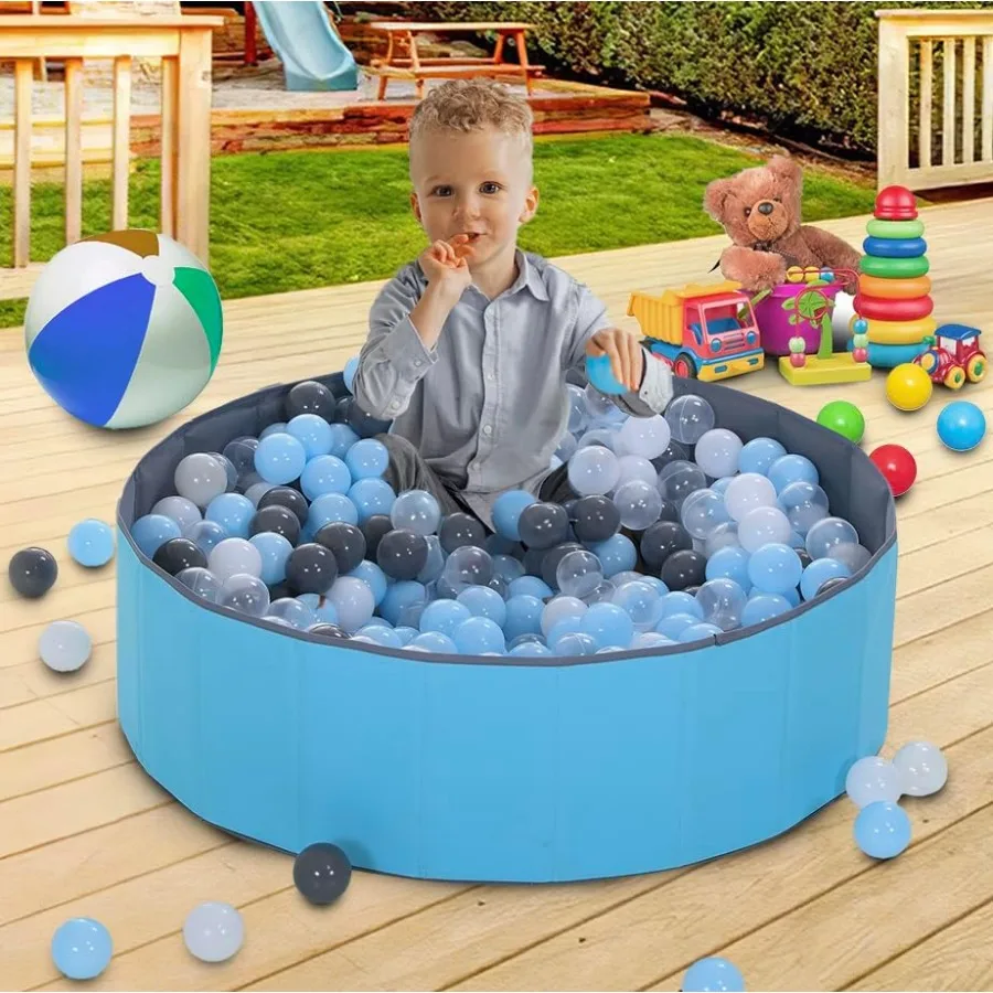 Piscina de pelotas plegable de doble capa de tela de buey con bolsa de almacenamiento, parque infantil no incluido para bebés pequeños (48 pulgadas de largo