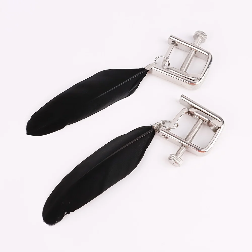 Colored Feathers Nipple Clip Adjustable Breast Clamps BDSM Alternative Adult Flirting Sex Roleplay Toys for Women and Couples