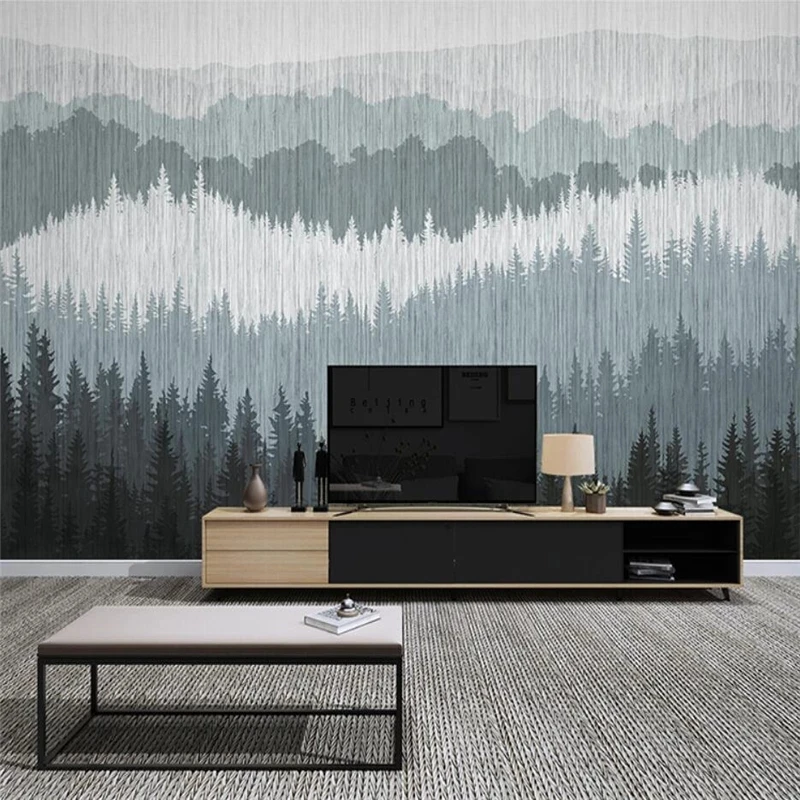 Custom Abstract pine forest mountain bedroom mural Wallpaper Living room sofa TV background wall restaurant forest photo Hotel