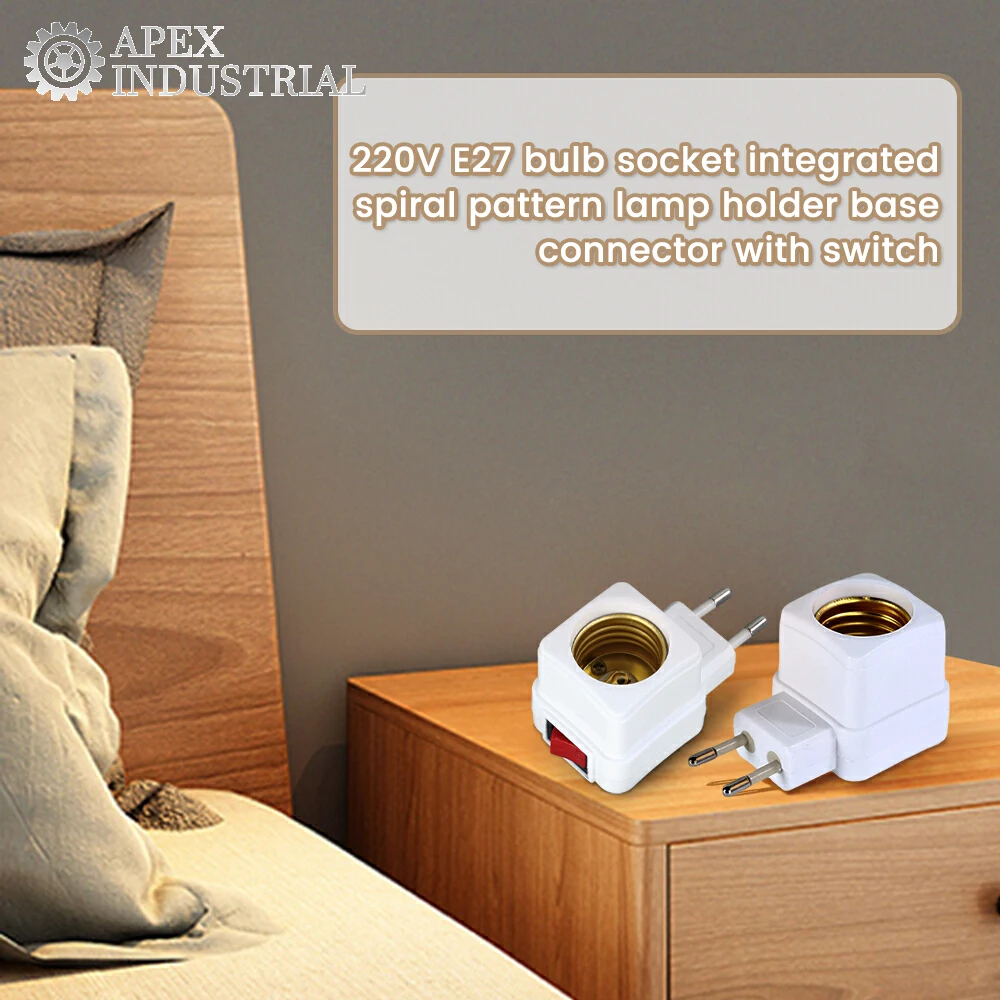 Lâmpadas de luz LED soquete, suporte base, adaptador de plugue da UE, interruptor ligado e desligado, branco, 1 pc, E27