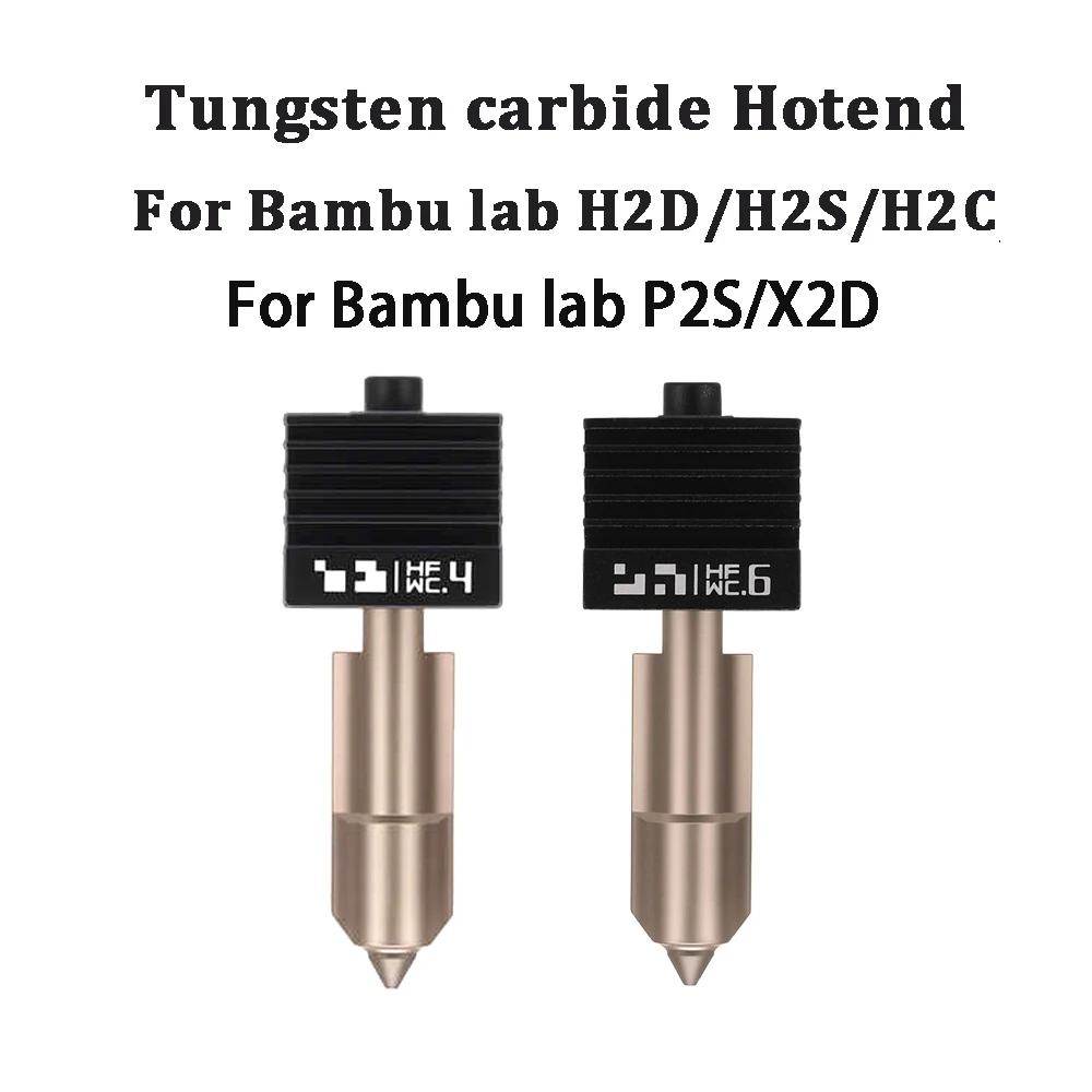 For Original Hotend X2D Bambu Lab H2C P2S Hotend H2S H2D Hotend Tungsten carbide 0.4/0.6/0.8mm Nozzle Hotend For P2S A1/A1 mini