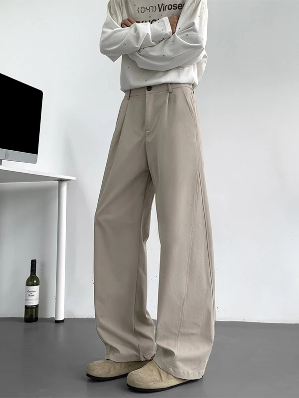 

Khaki Casual Men's Summer Thin Straight Leg American High Street Cleanfit Trendy Wide Leg Pants Loose Fit Youthful Sle