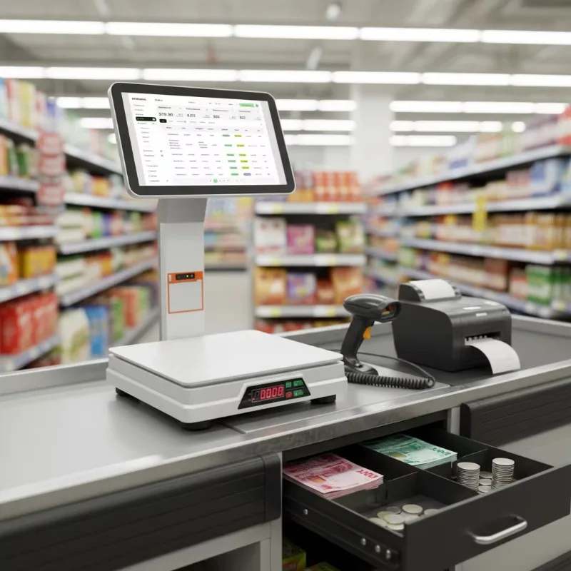 15.6 Inch Pos System All in One Restaurant Ordering Kiosk Point of Sale System Payment Terminal Cash Register Pos With AI Scale