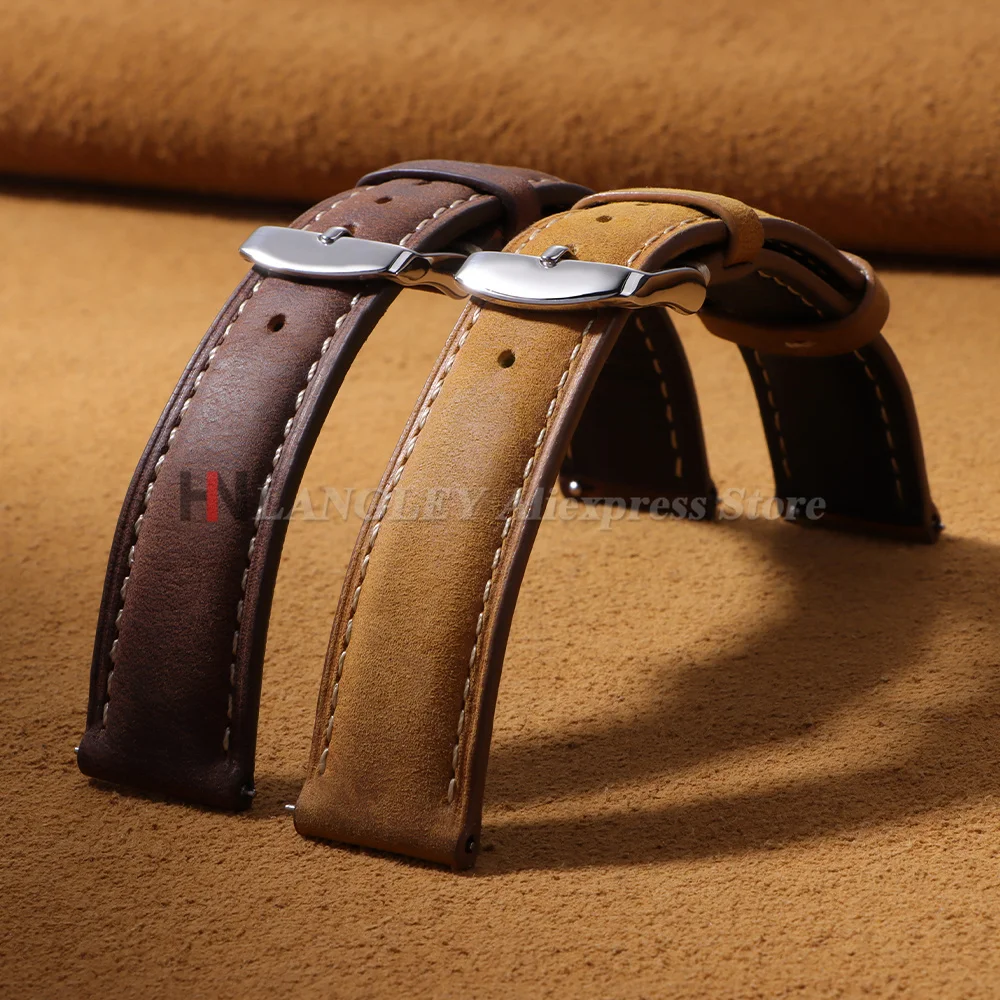 Schnellwechsel-Uhrenarmband für Herren und Damen, Uhrenarmband aus Rindsleder, Ersatzarmband, 14 mm, 16 mm, 18 mm, 20 mm, 22 mm, 24 mm, Vintage-braune Armbänder. – Detail 9