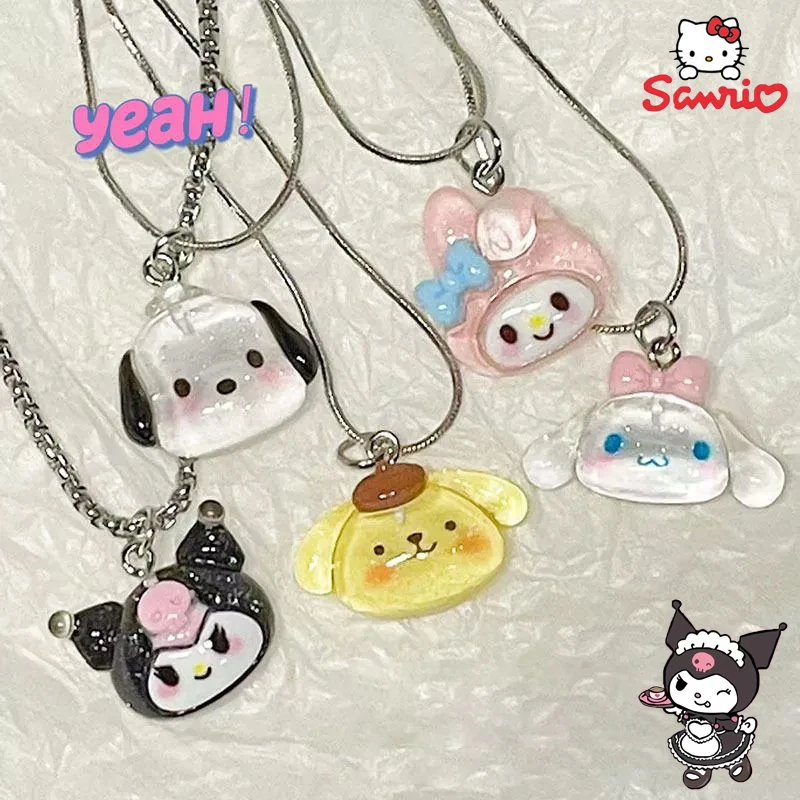 Sanrio Peripheral Cartoon Hello Kitty Kuromi My Melody Transparent Cinnamoroll Pendant Friend Gift ornaments Best Friend Pendant